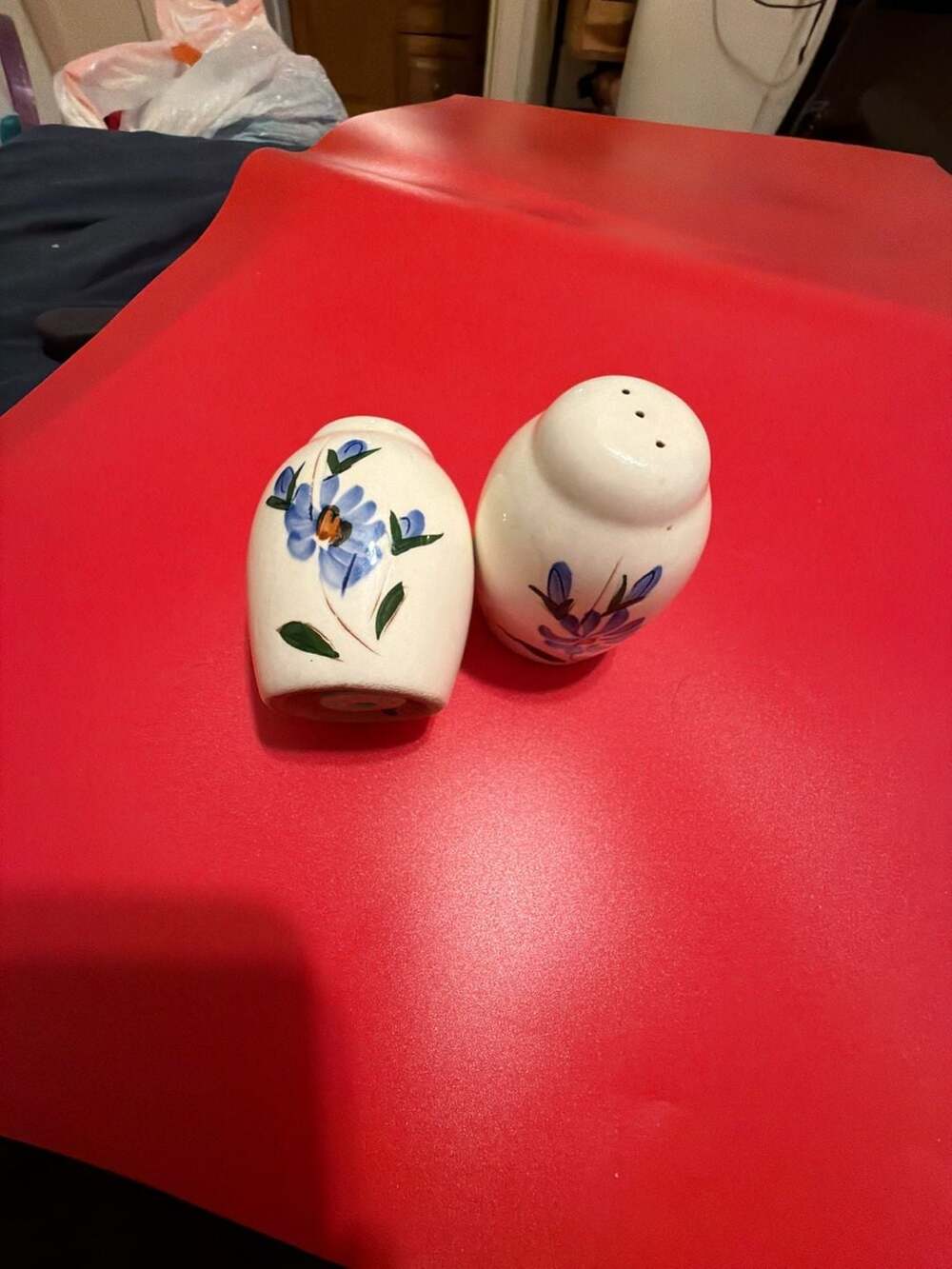 Vintage Stangl Pottery Blue Flower Ceramic Salt and Pepper Shakers Set